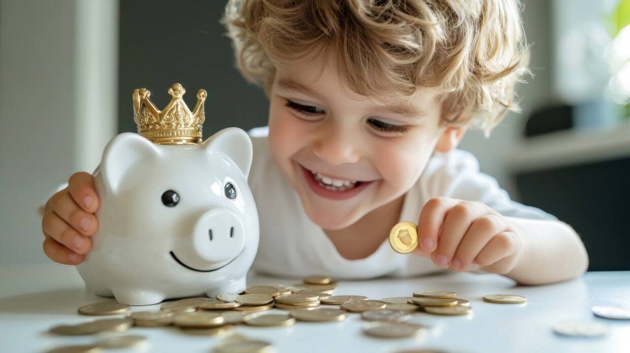 Ein Kind und sein Sparschwein